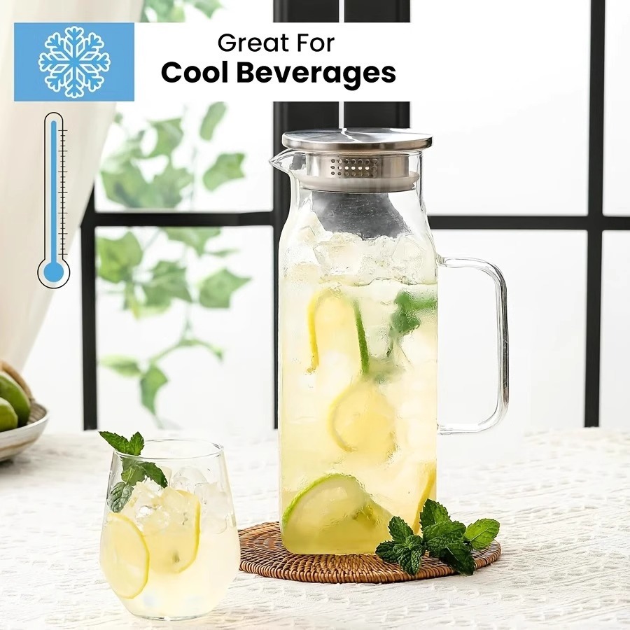 跨境高硼硅玻璃凉水壶家用大容量夏天冰箱冷水壶方形玻璃扎壶冰镇