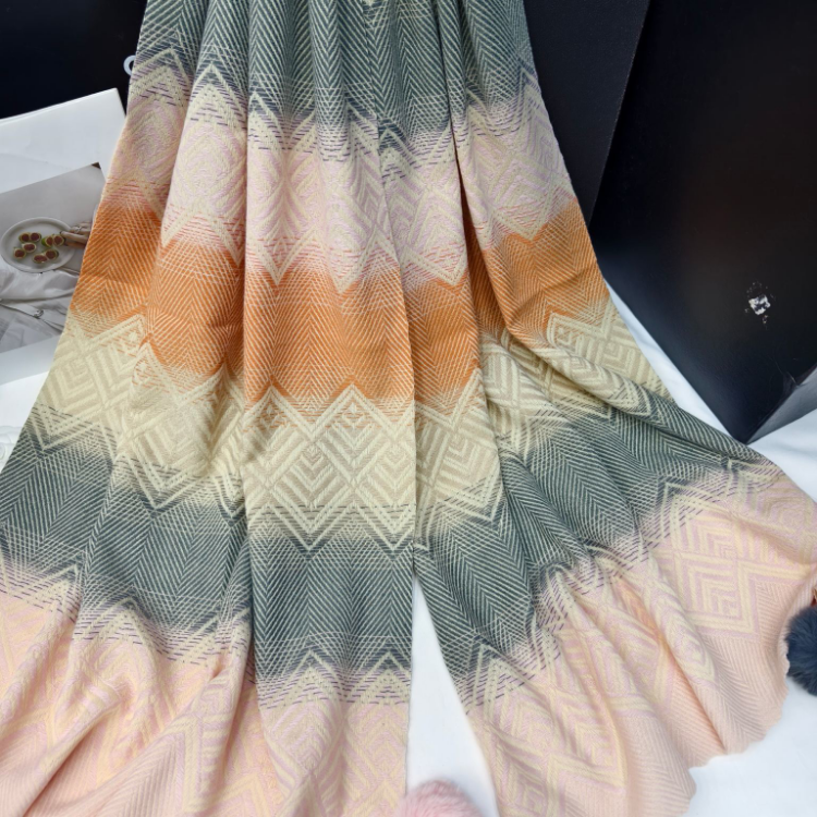 Cross-border scarf wholesale e-commerce live-streaming supply chain, new jacquard ruyi herringbone tassels and pom-poms