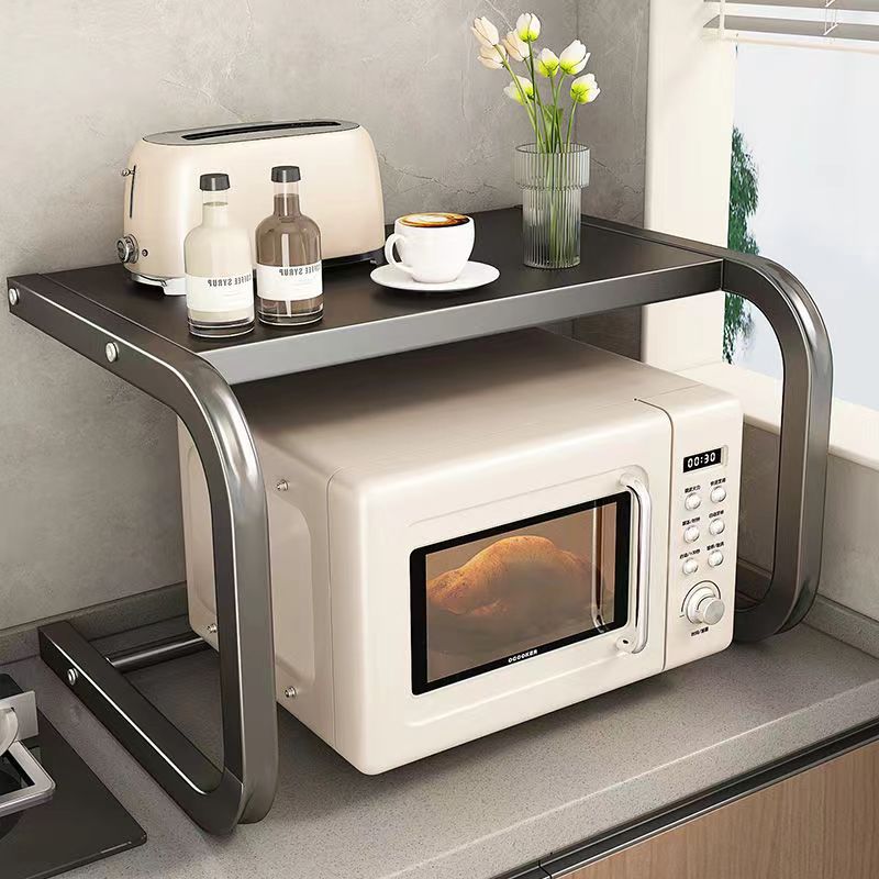 Microwave oven shelf, kitchen rack, rice cooker countertop, oven stand, household double-layer desktop, multi-functional storage full image