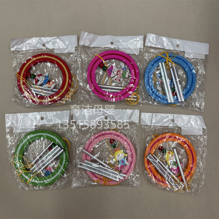 跨境儿童风铃套装3D旋转风铃创意木制diy挂件复活节木质装饰挂件