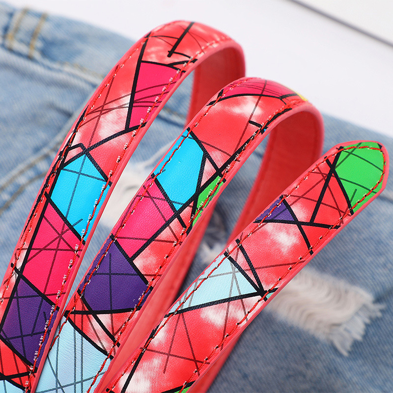 Pin buckle belt, women's graffiti decoration, versatile jeans with casual hip-hop street decoration belt, women's wholesale mixed batch