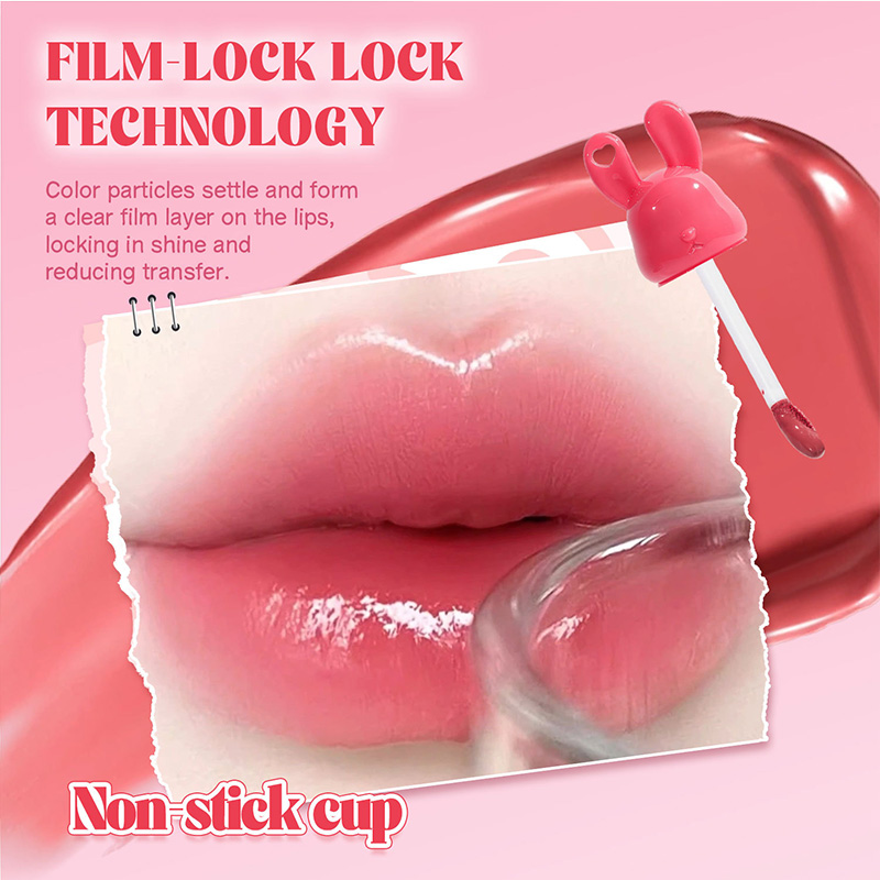 Vegan liquid lip gloss, jelly mirror lip gloss, containing herbal and mineral ingredients, non-sticky, long-lasting and non-fading details Picture