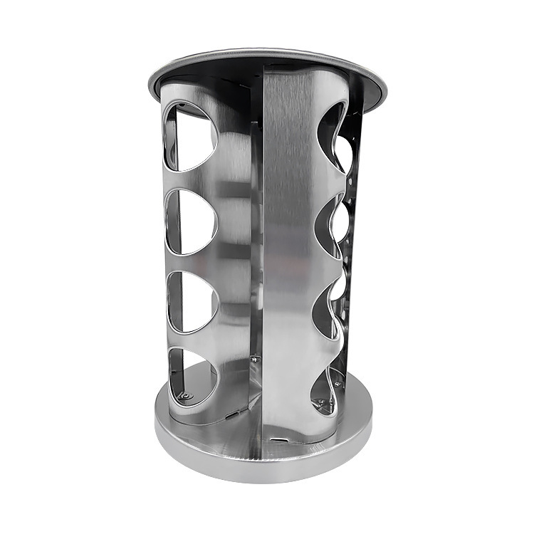 Cross-border 360-degree rotating spice rack, food-grade glass spice bottle, round spice jar, stainless steel set spice rack
