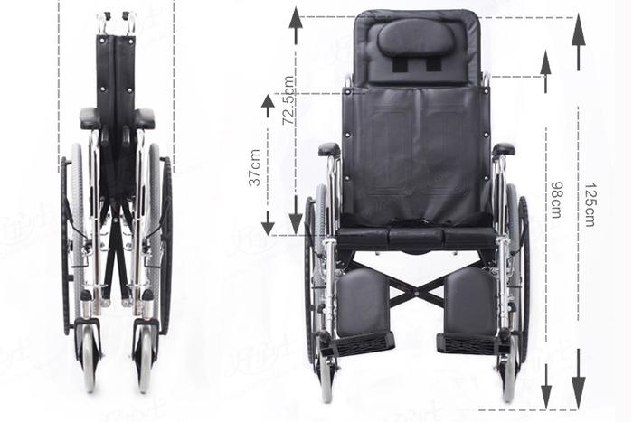 A new version of the all-reclining wheelchair with a foldable seat for the elderly and the sick, and an anti-slip wheelchair full figure