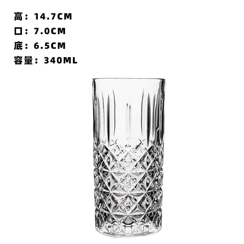 Retro embossed whisky glass, engraved cocktail glass, Long Island iced tea cup, Mojito glass long drinking glass, Coring glass Application Scenario