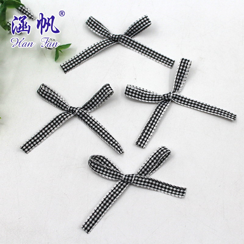 Factory direct sales of 6mm red and white checkered ribbons/checkered ribbon bows/British-style sub-tie knots wholesale details Picture