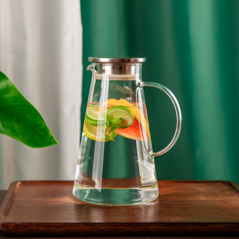 玻璃壶/玻璃水壶/玻璃凉水壶/琉璃果汁缸/条纹壶产品图