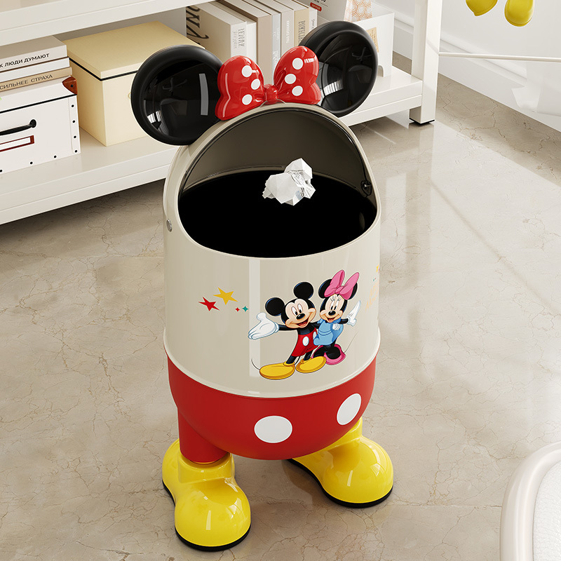 新款正版米奇IP联名大容量带盖家用客厅轻奢高颜值创意收纳桶垃圾细节图