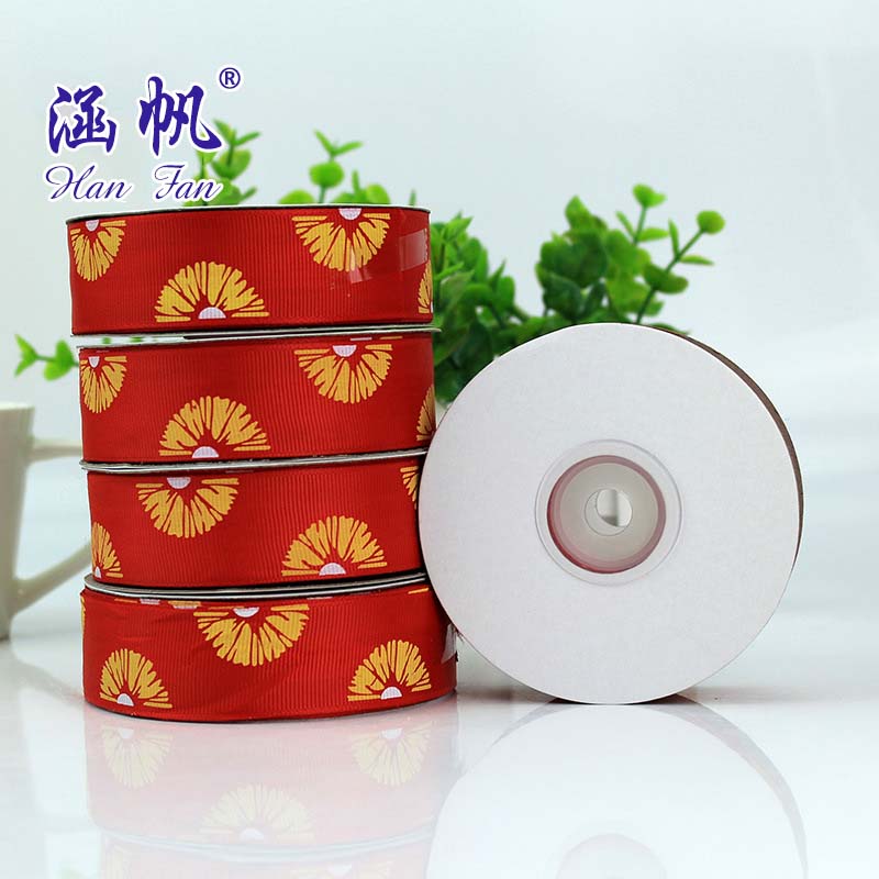 Customized wholesale printed ribbed ribbons, small floral ribbed ribbons, DIY handcrafted bows, children's hair accessories details Picture