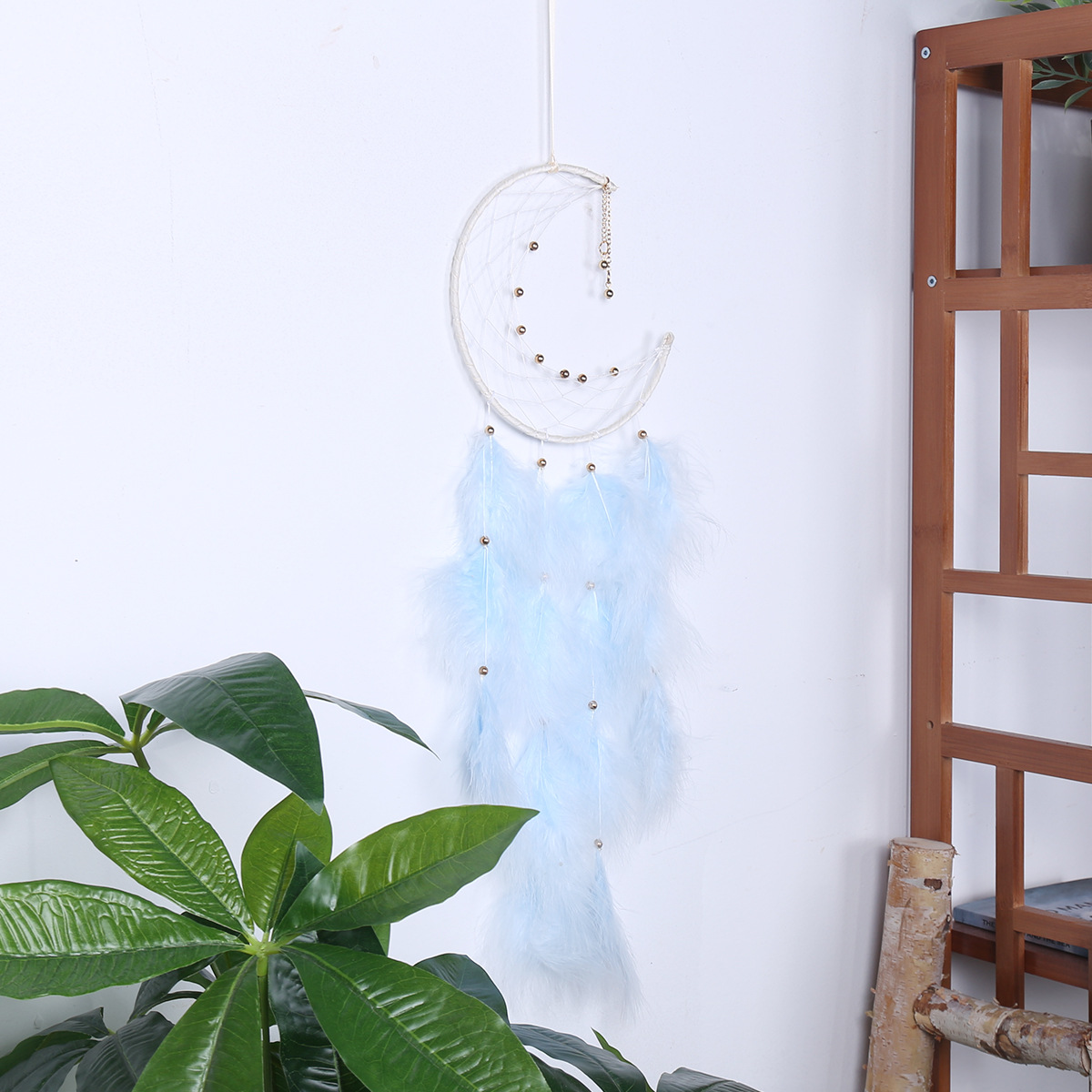 少女心系 房间装饰捕梦网 浅蓝色月牙捕梦网挂件壁挂壁饰家居装饰