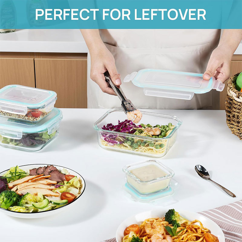 Cross-border best-selling rectangular glass lunch box that can be heated in a microwave oven, Amazon sealed food storage box with lid Specification image