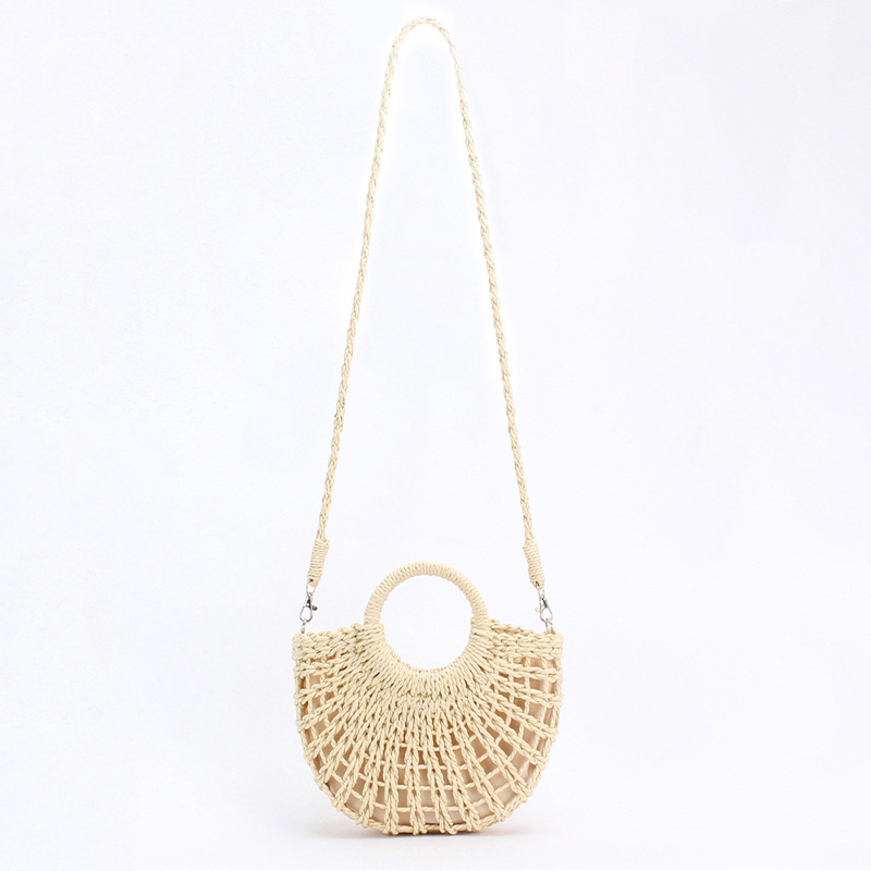 One-piece delivery: Simple style Instagram popular semi-circular hollow paper rope woven bag, beach handmade women's bag Item Picture
