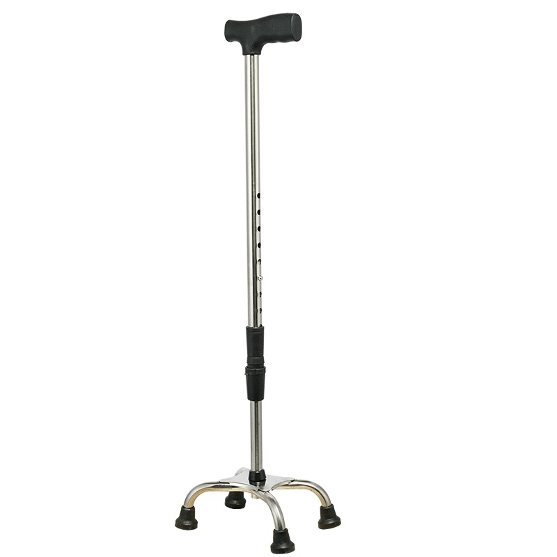 Stainless steel walking stick for the elderly, four-legged walking stick for the elderly, multi-functional four-corner anti-slip walking stick, telescopic walking stick Specification drawing