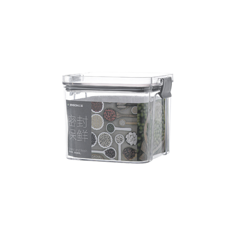 Square sealed jar for coarse grains, food-grade PET transparent with lid, kitchen storage box for five grains and coarse grains preservation, storage jar Application Scenario