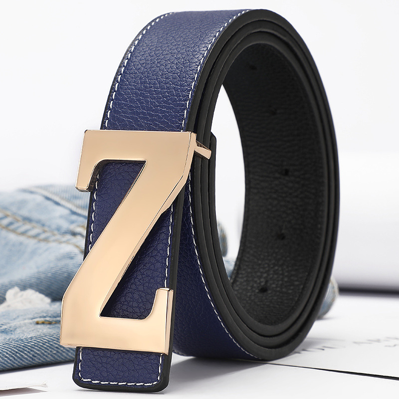 The letter Z decorated smooth buckle belt is a simple and versatile denim belt for women, suitable for both men and women, and is a Korean-style casual belt Item Picture