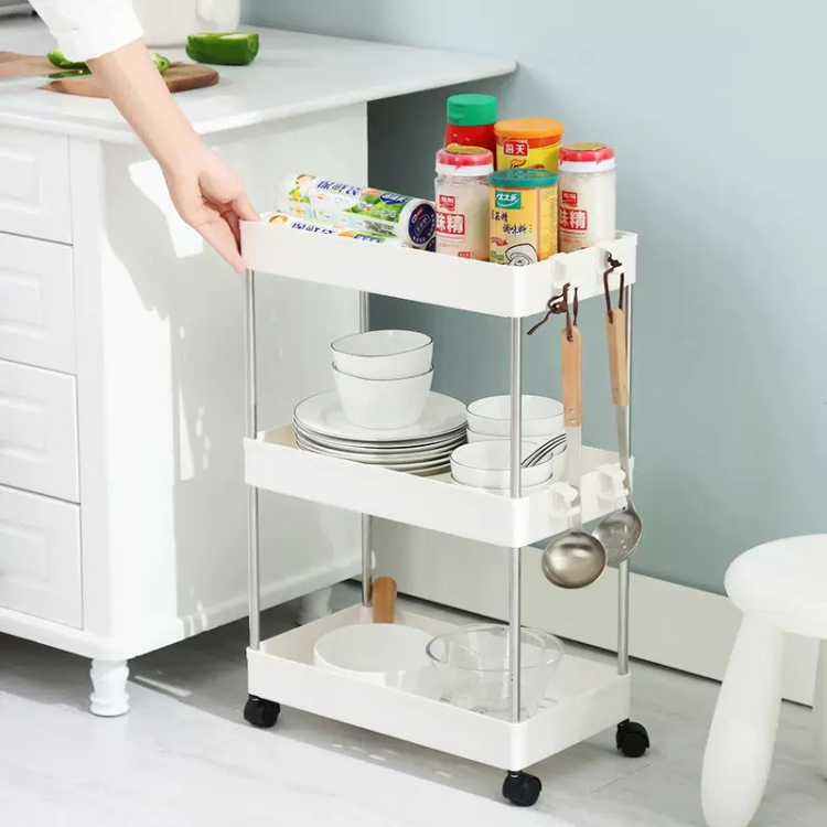 Trolley storage rack, floor-standing, multi-level bathroom, bathroom gap, living room, kitchen, tiered storage rack, small trolley for storage details Picture