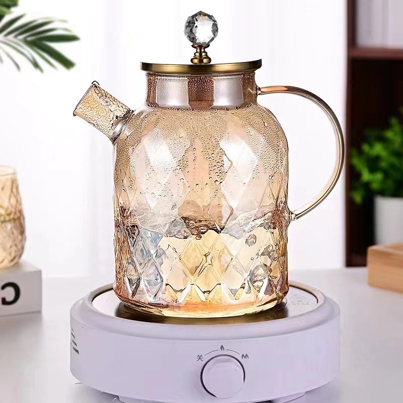 Amber cold water kettle, large-capacity juice cold water kettle, Lanling kettle, high-temperature resistant water ware set, glacier pattern craftsmanship Specification image