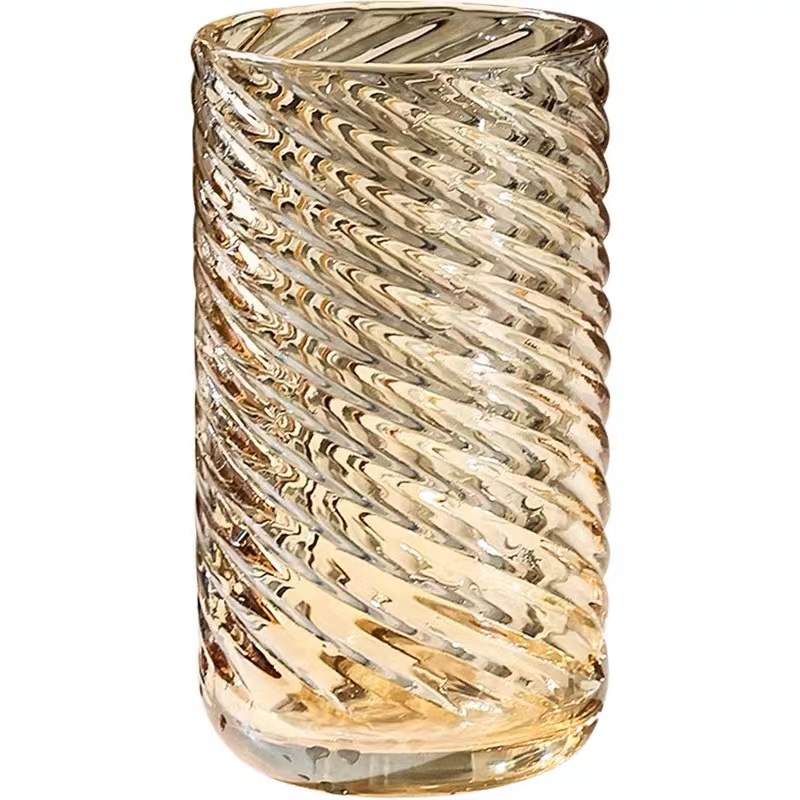 Ins-style embossed threaded glass cups, American coffee cups, soda water beverage juice cups, milk breakfast glass cups Item Picture