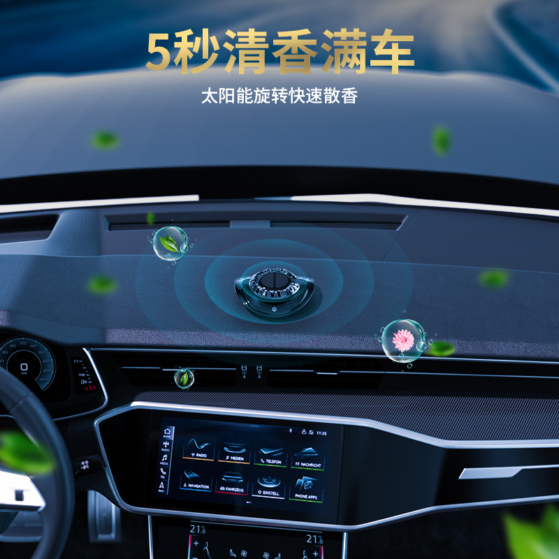 Solar-powered car aromatherapy, car interior accessories, high-end car ornaments, hidden number plates, car perfume manufacturers wholesale Specification image