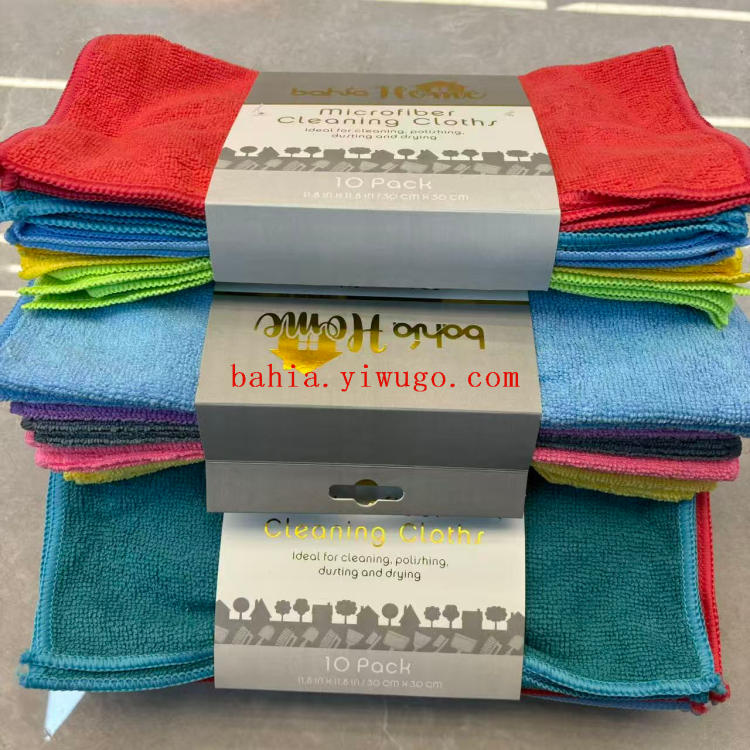 30*30cm素色小方巾 10片装抹布 清洁去污清洁巾 厨房洗碗巾