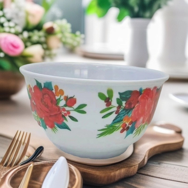 Wholesale melamine rice bowls, heat-insulating and anti-scald thickened soup bowls, children's and students' cafeteria soup basins, household instant noodle bowls for soup Item Picture