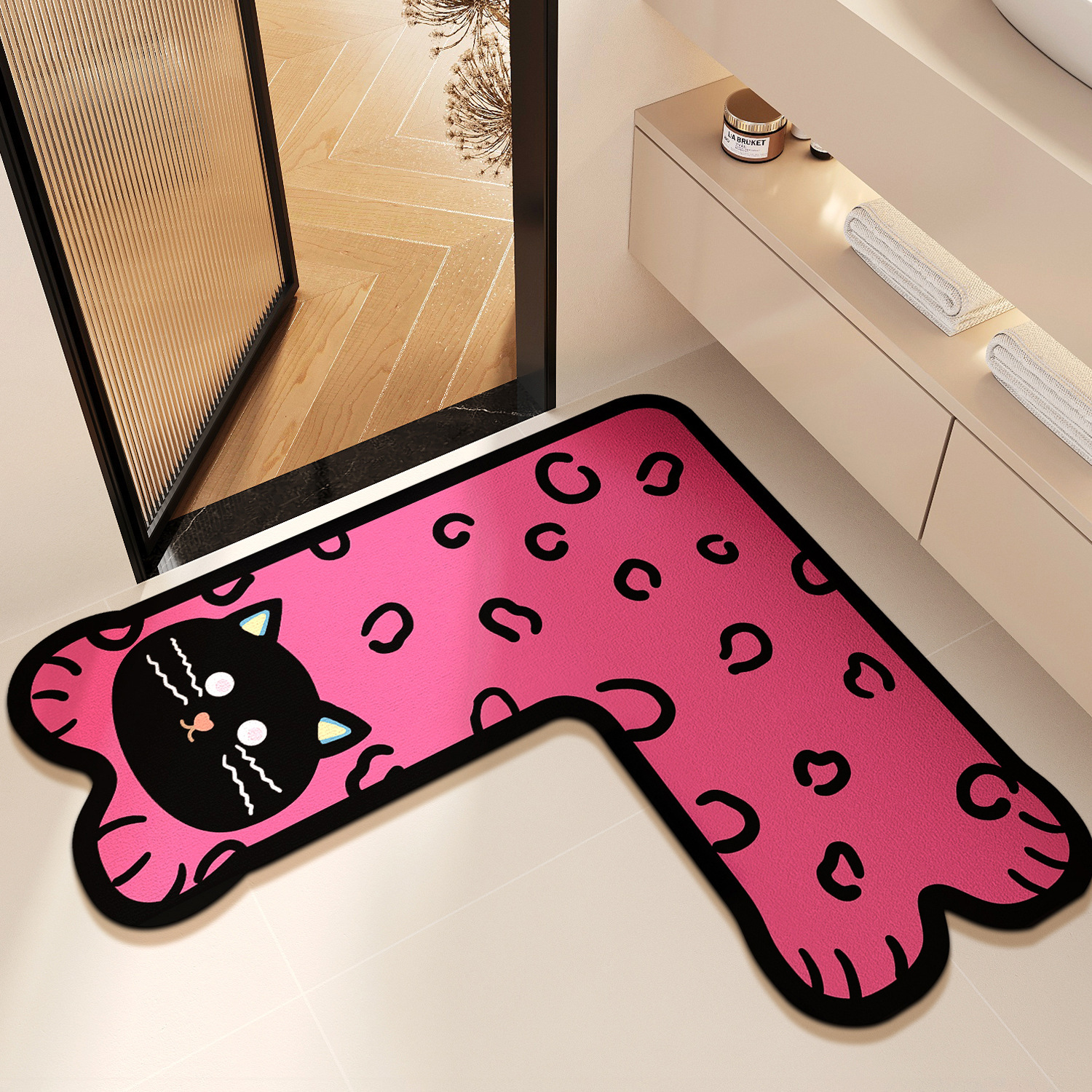 现货浴室地垫L型卫生间吸水脚垫垫硅藻泥厕所门口地毯家用批发产品图