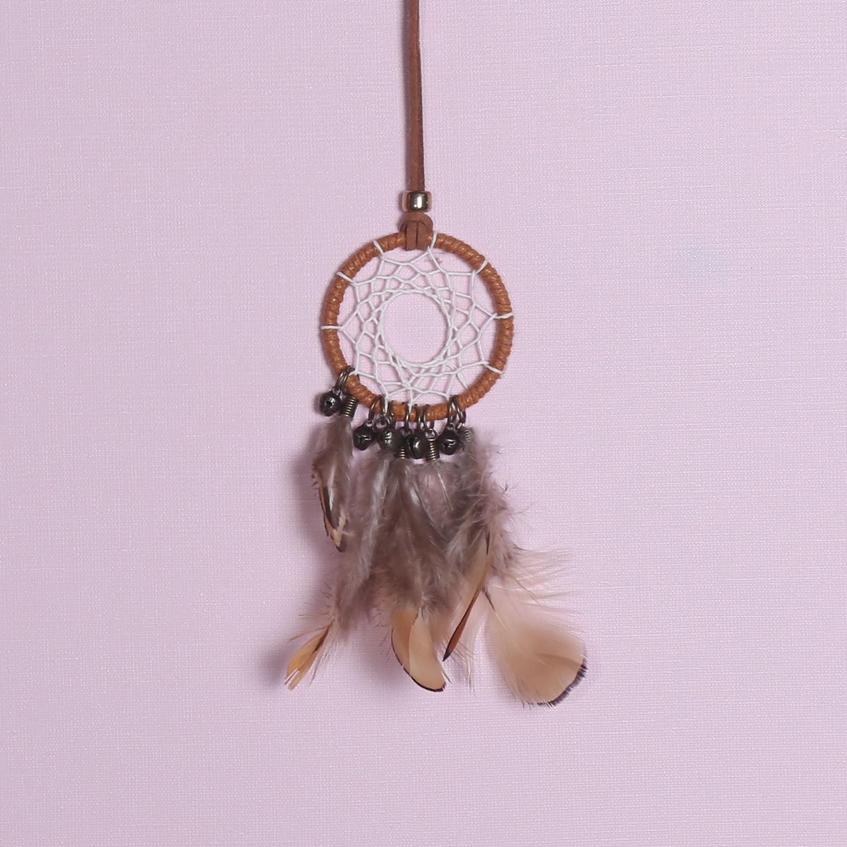 Retro-style car hanging piece, wind chime dream catcher, dream catcher pendant, bell feather dream catcher pendant