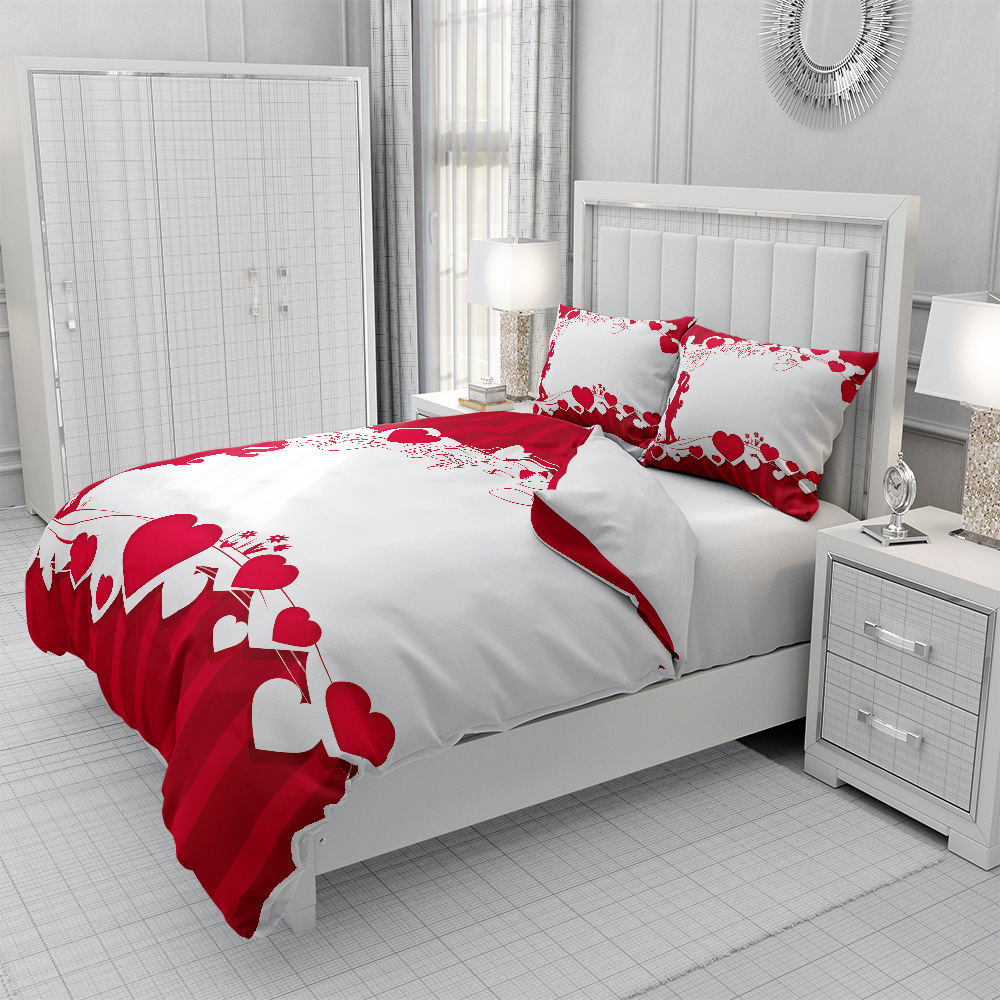 Valentine's Day Series 40-piece 13372 twill pure cotton home textile bedding and duvet cover set, custom-made according to your drawings Application Scenario