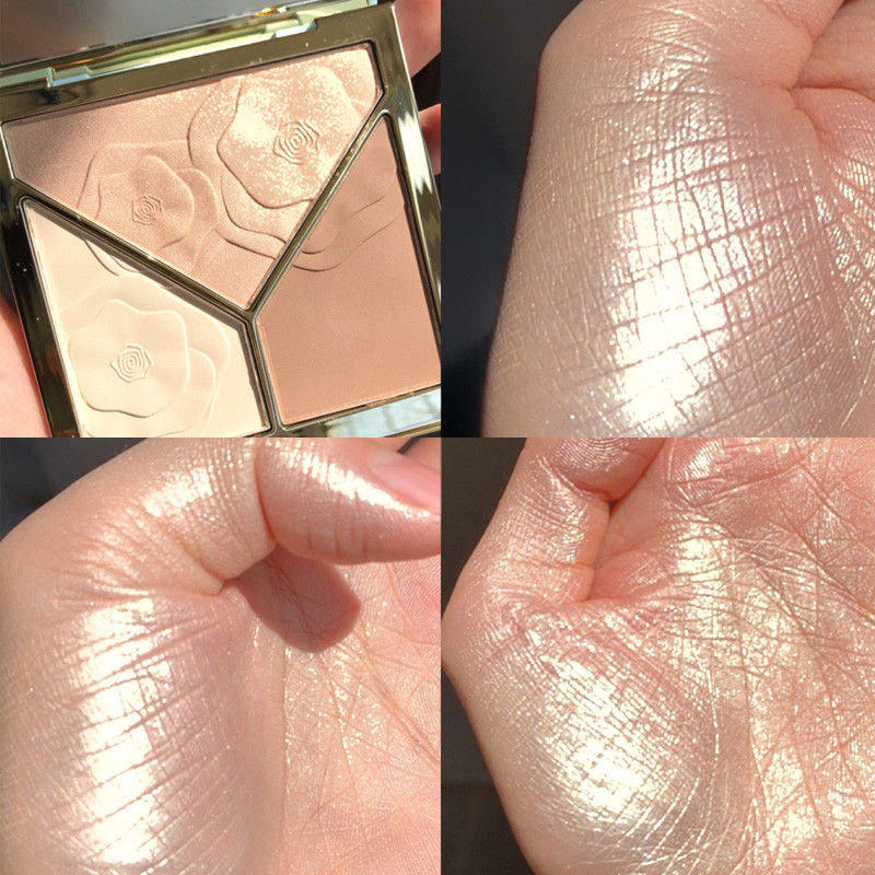Three-color powder eyeshadow palette, nude, pearlescent, slightly sparkling, mineral, vegan, long-lasting, long-lasting makeup and color removal without fading