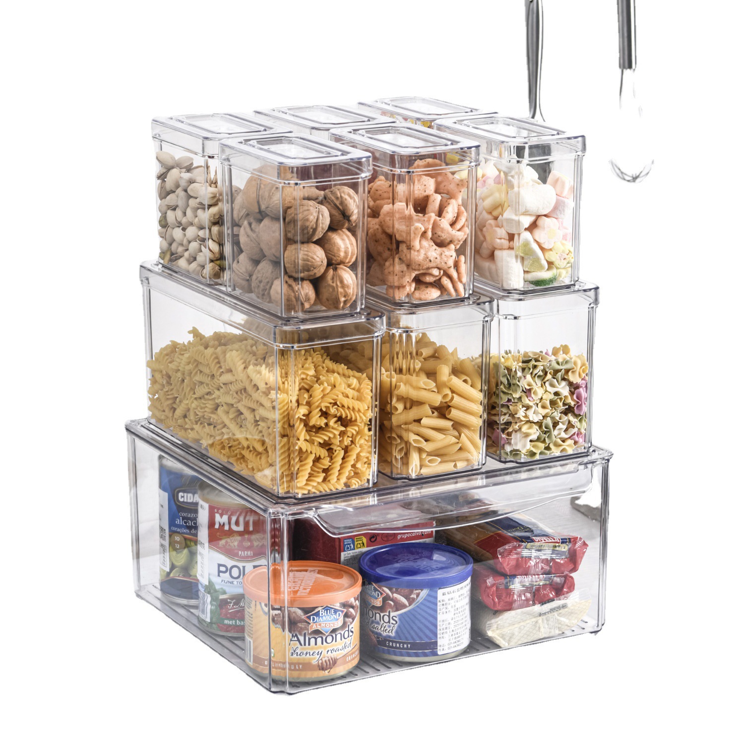 New 10-piece refrigerator storage box set, water-draining and fresh-keeping box for vegetables and fruits, transparent refrigerator storage box for coarse grains and food Application Scenario