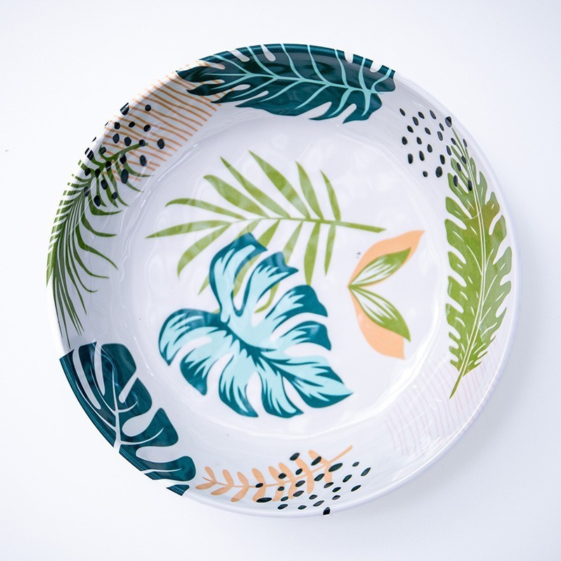 Melamine tableware, porcelain imitation round plates, vegetable plates, fast food restaurant plates, fried rice plates, fried noodle plates, anti-drop restaurant use, factory direct sales Application Scenario