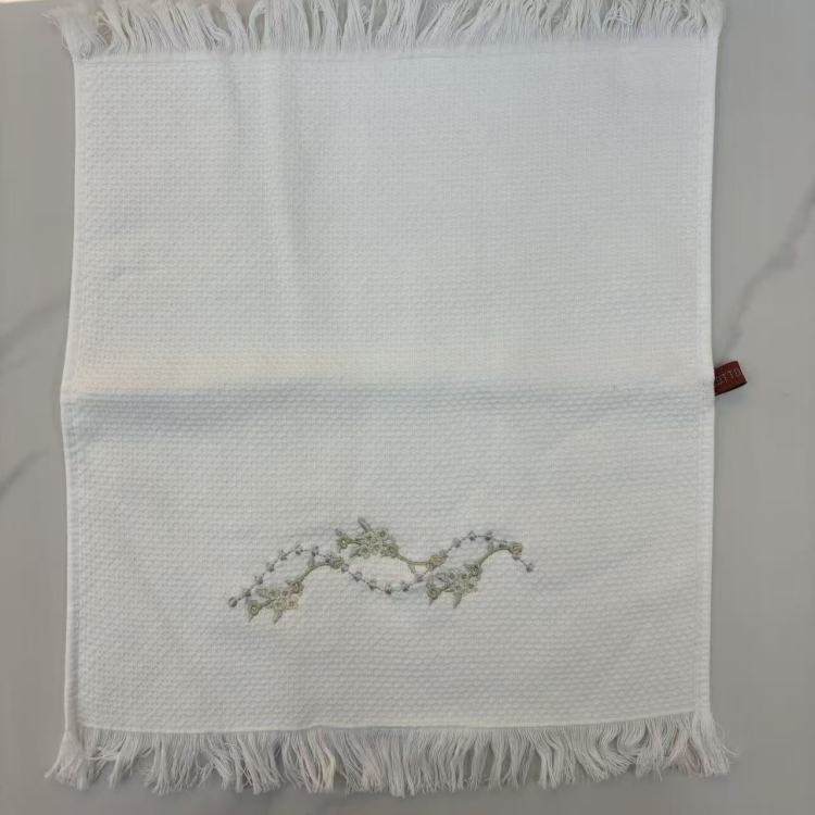 Pure cotton bath towel with embroidered face towel, large-sized wrap bath towel with double tassels Item Picture