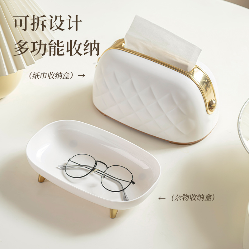 Tissue box, creative bag, storage box, bedside table, bedroom, living room, household coffee table, dining table, portable tissue box details Picture