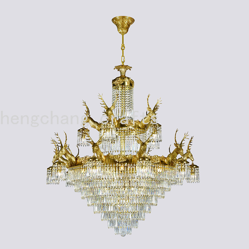 法国全铜水晶灯欧式灯光豪华别墅复式客厅照明餐厅卧室艺术