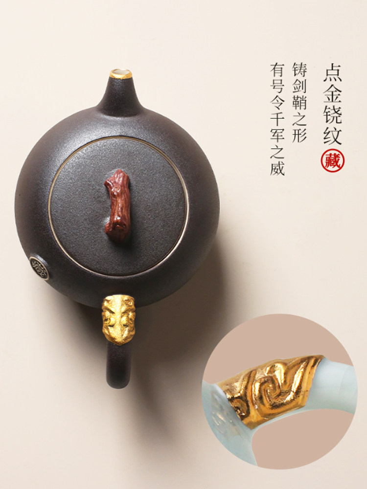 Lu Bao Ceramic Kung Fu Tea Set, new Chinese-style light luxury complete tea set, home gift, Golden Sound and Ming Tea gift details Picture