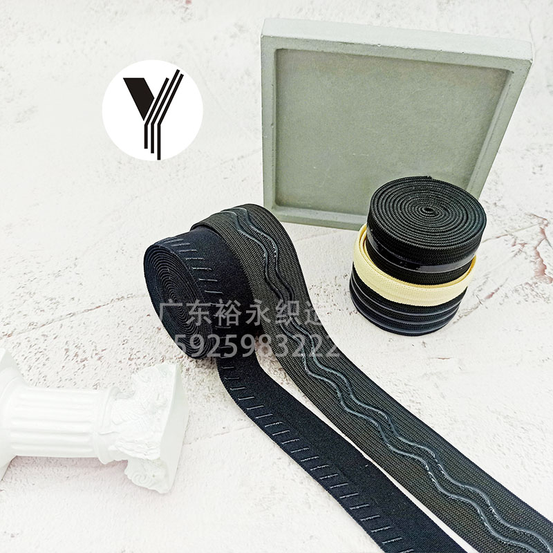 Factory wholesale silicone anti-slip elastic bands, curved wave resin anti-slip bands, elastic webbing, ice sleeves, sock cuffs, sweat bands Specification image