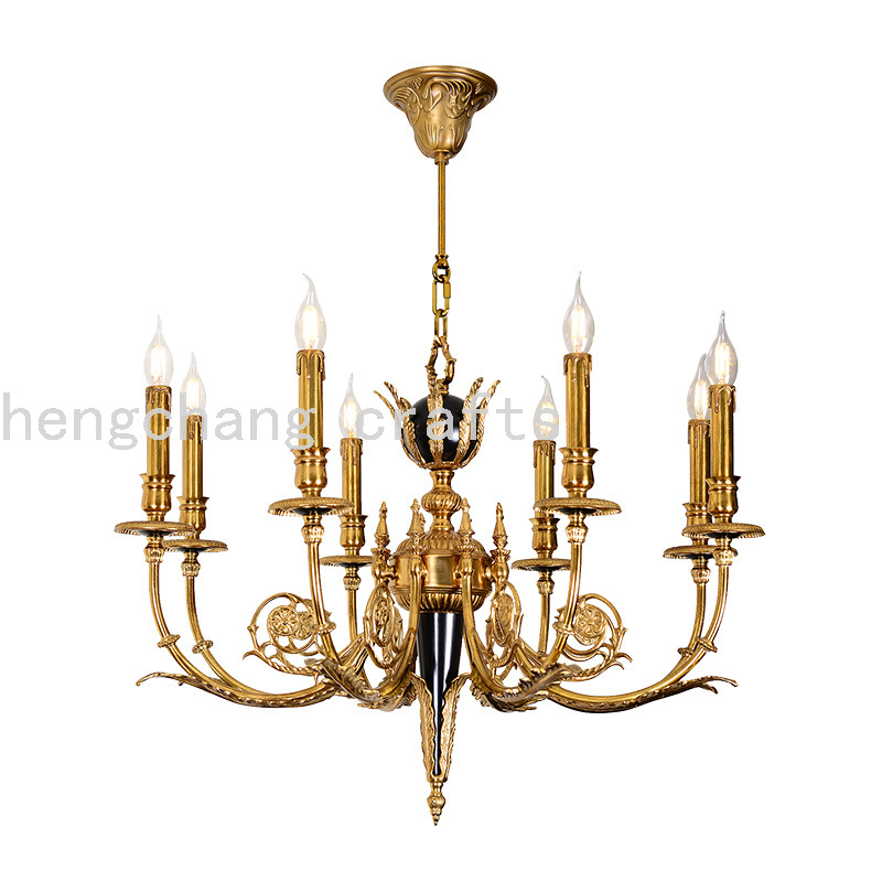 法国全铜灯艺术吊灯欧式烛光别墅休闲大厅复式客厅餐厅书房吊灯细节图