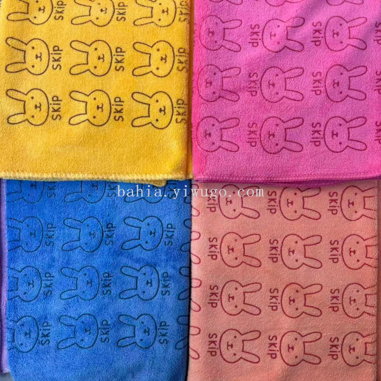 Ultra-fine fiber 35x75 cartoon rabbit head printed towels, bath towels, car cleaning towels in multiple colors to choose from Specification image