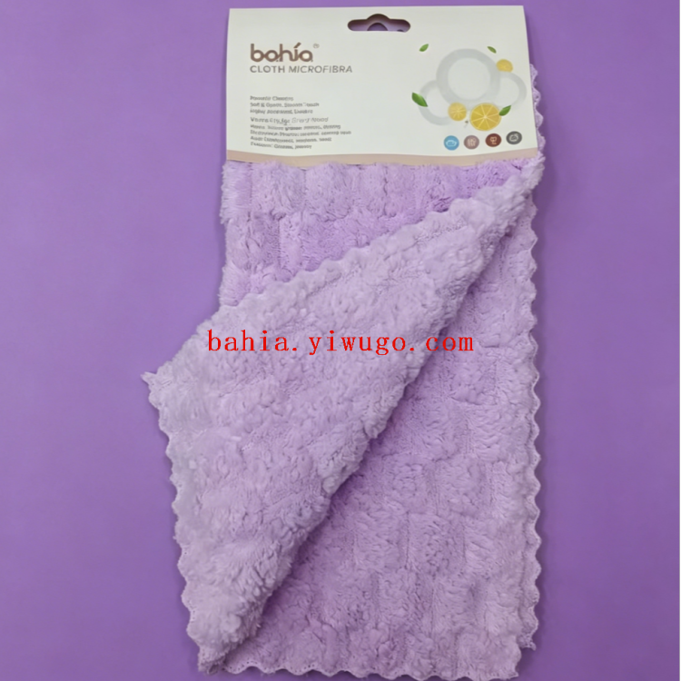 Bahia Polka dot double-sided microfiber cleaning cloth is a highly efficient oil-stain and water-absorbing kitchen cloth in purple series details Picture