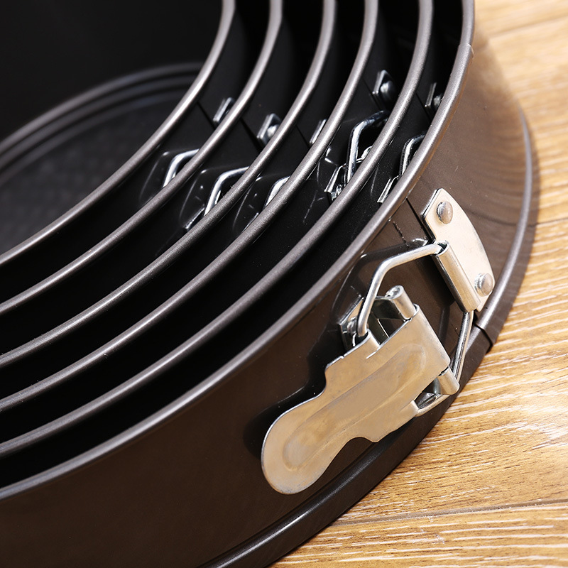 Non-stick round buttoned live bottom mold, lockable cake mold, mousse honeycomb, household carbon steel baking tray, baking tool