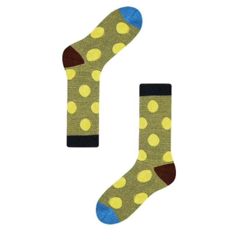 New autumn and winter three-dimensional polka dot loop mid-calf socks, women's warm floor socks, ins style contrasting color pure cotton pile socks Item Picture