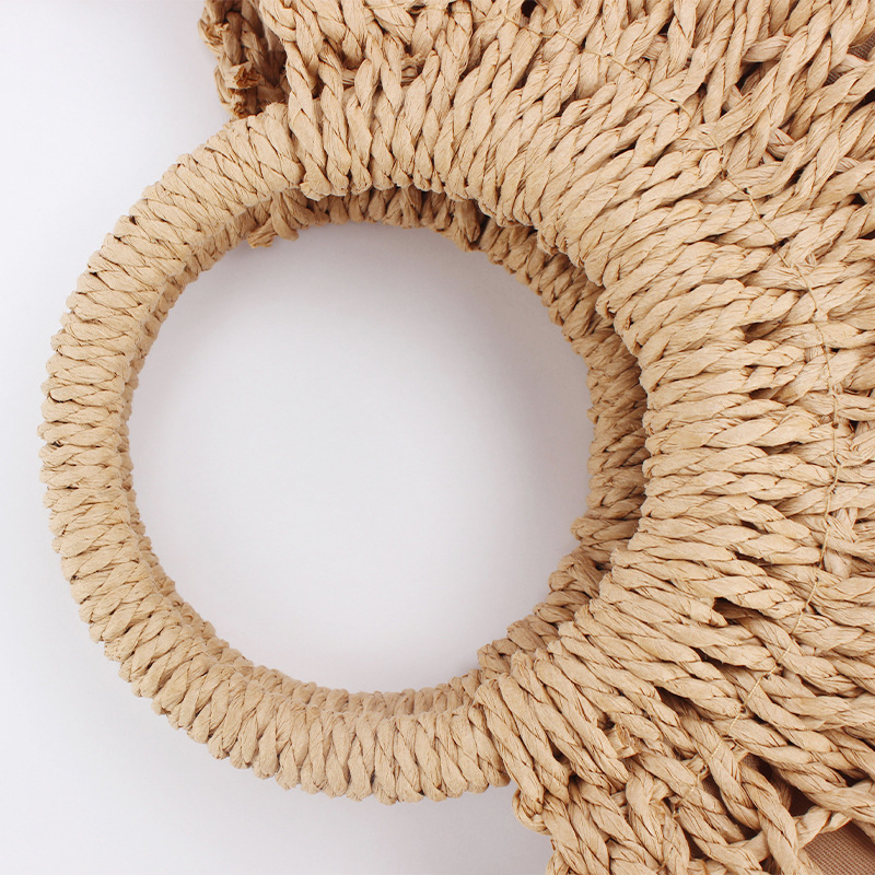 One-piece delivery: Simple style Instagram popular semi-circular hollow paper rope woven bag, beach handmade women's bag full image