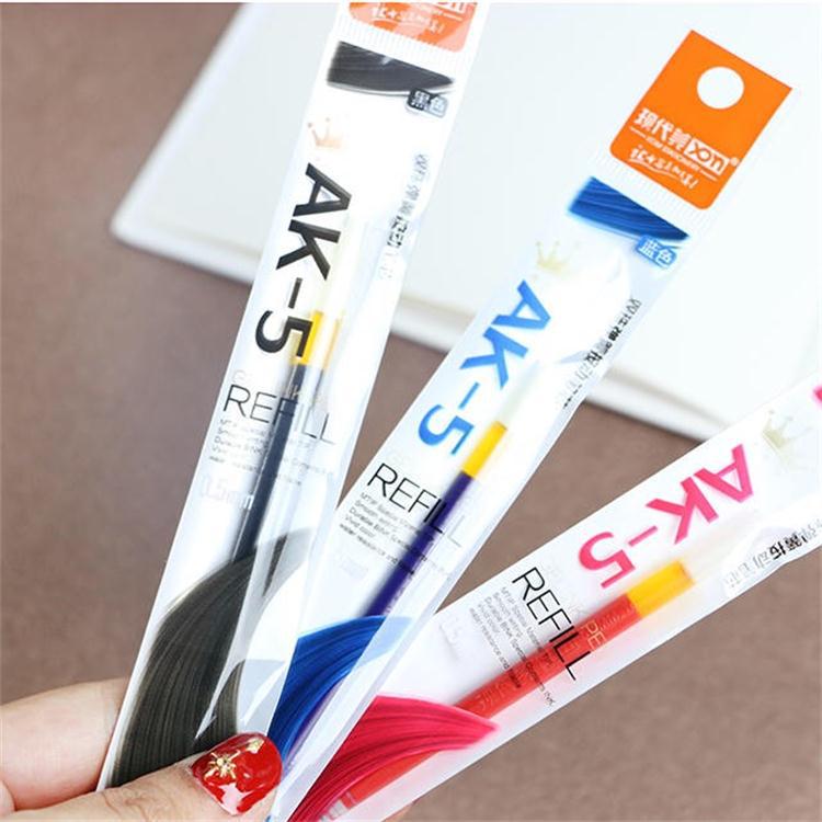 现代美AK-5双珠弹簧按动中性替芯办公学生文具水笔芯厂家直销