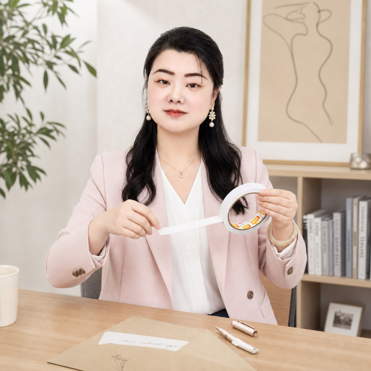 得力办公学生手工DIY创作宽度12MM白色强粘力棉纸双面胶带