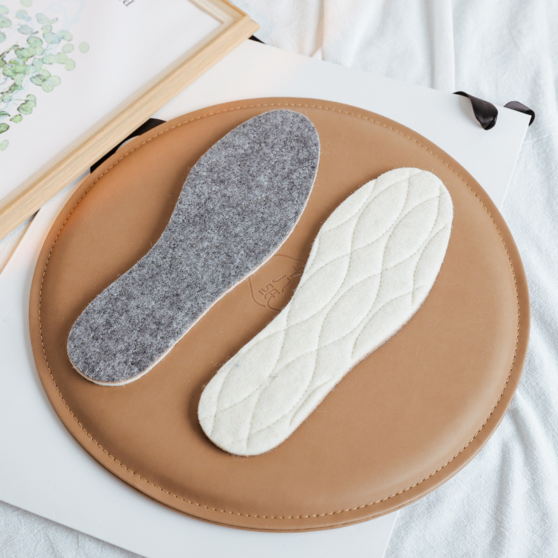 Genuine wool insoles for cold protection and warmth retention, with added fleece and thickened cotton compressed wool felt. Pure wool felt for winter Specification drawing