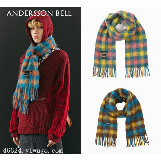 Cross-border scarf wholesale e-commerce live-streaming supply chain supply, Korean version small color checkered thick beard Specification image
