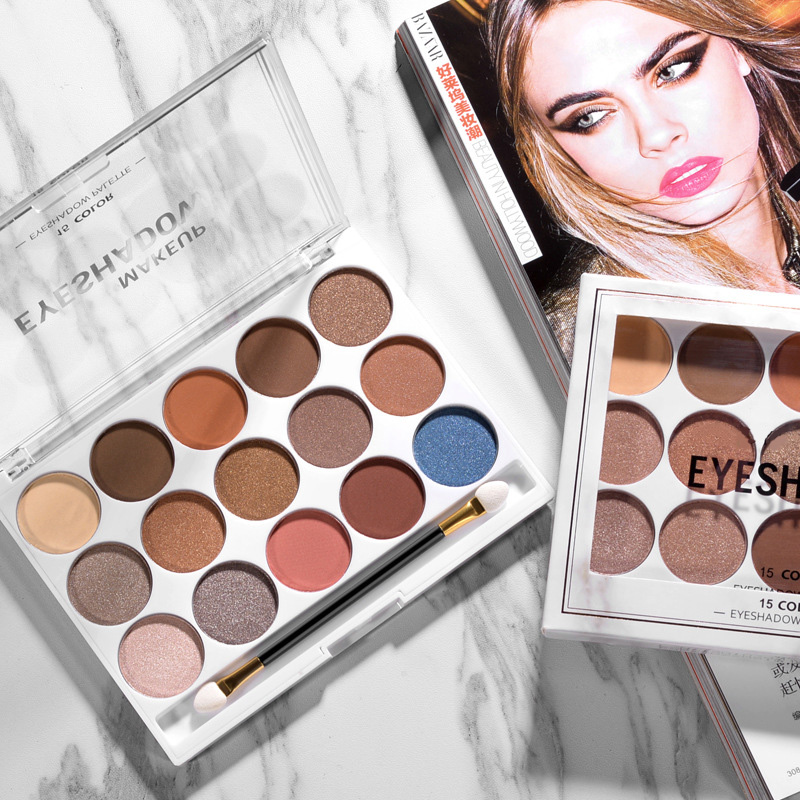 High-quality wholesale OEM/ODM customizable 15-color waterproof and long-lasting formula mineral micro-gloss eyeshadow palette suitable for all skin tones details Picture