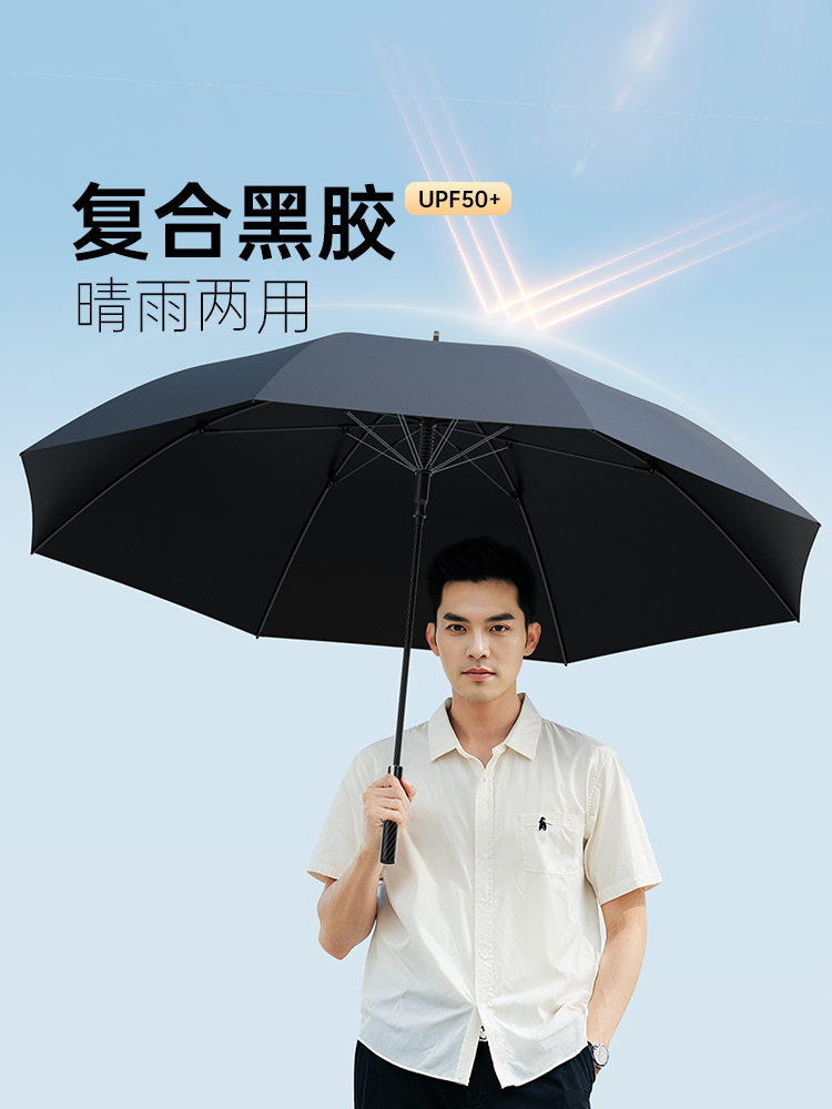 高端商务遮阳伞大号晴天雨天两用伞时尚抗风广告伞细节图