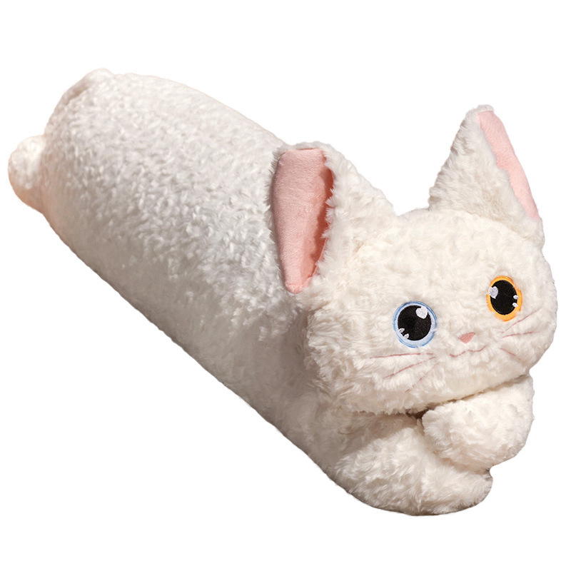 Cross-border cartoon cute curly beautiful cat long strip throw pillow, Katchi German cat curly black cat side-lying legroom throw pillow Application Scenario