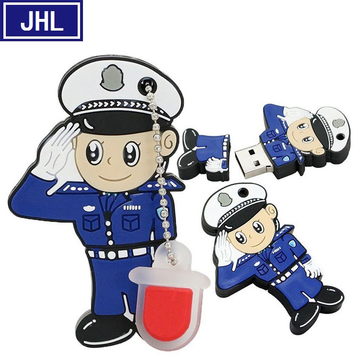 创意卡通PVC警察U盘 软胶男女警察优盘开模定制 单位企业会议礼品